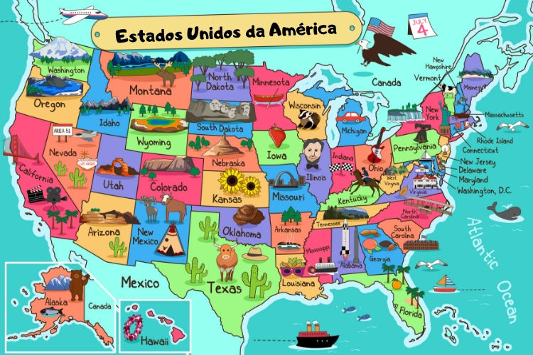 Kit Mapa Brasil Mundi Estados Unidos Eua Usa Geográfico Politico Escolar  Poster Escolar