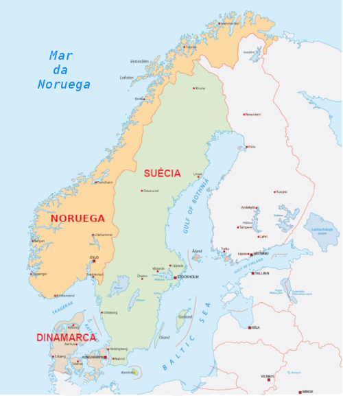 Bandeiras dos países nórdicos, Escandinávia. Noruega, Islândia