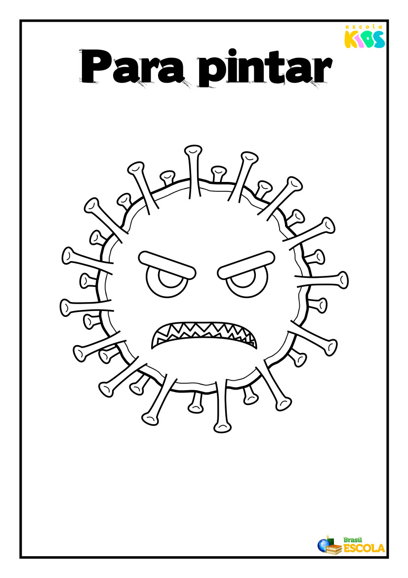 Vetor de ilustração de página para colorir dos desenhos animados do vírus  corona para crianças, livro de colorir