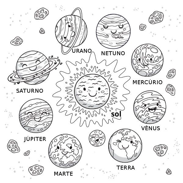 Sistema Solar: planetas, astros e desenho para colorir - Escola Kids