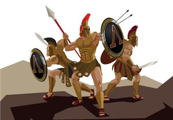 Ilustração de guerreiros de Esparta.