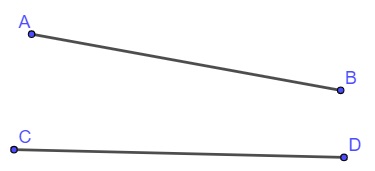 Exemplo de dois segmentos de reta em cinza.