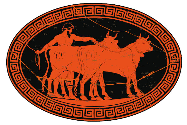 Ilustração de Hércules capturando os gados de Gerião, em um dos seus 12 trabalhos
