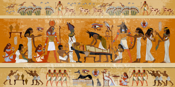 Representação do processo de mumificação, uma das principais características da arte egípcia.