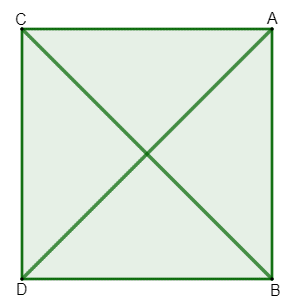 Desenho das diagonais de um quadrado.