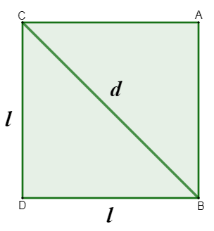 Desenho de um quadrado com uma linha cortando sua diagonal. 