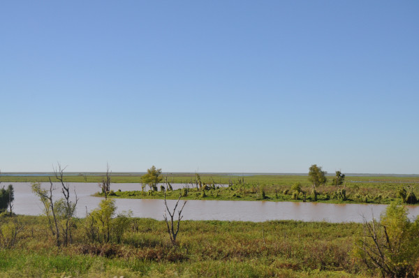 Área alagada na região do Aquífero Guarani.