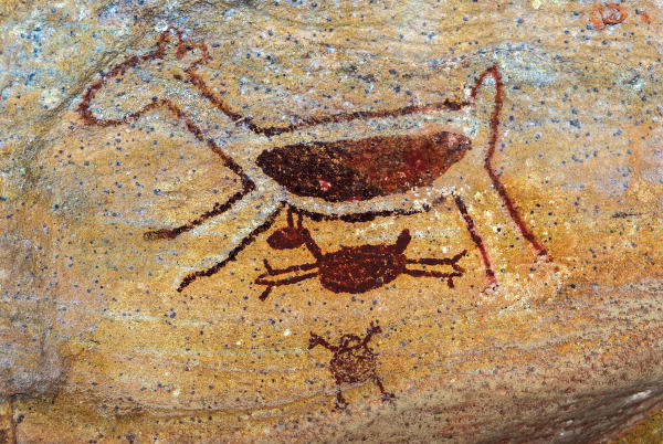 Arte rupestre que está em um sítio arqueológico no Piauí.