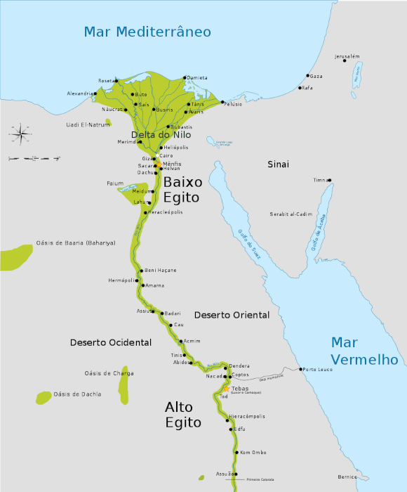 Mapa do Egito Antigo.