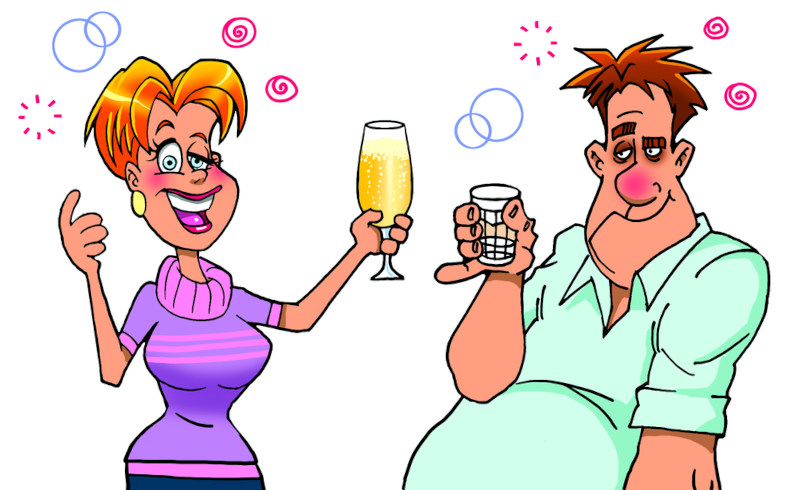 Imagem de 2 pessoas com bebida.
