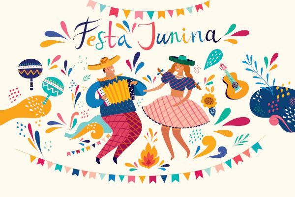 Ilustração remetendo à Festa Junina, uma alusão às brincadeiras juninas.
