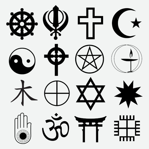 Símbolo representativo de diferentes religiões do mundo.