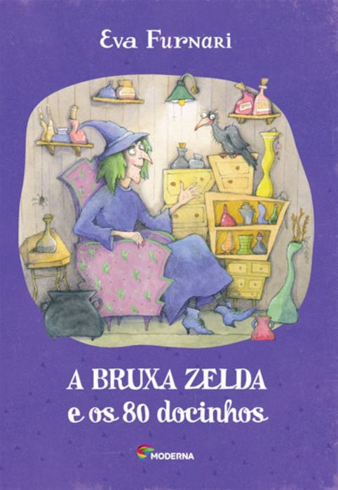 Capa do livro A bruxa Zelda e os 80 docinhos, de Eva Furnari, publicado pela editora Moderna.