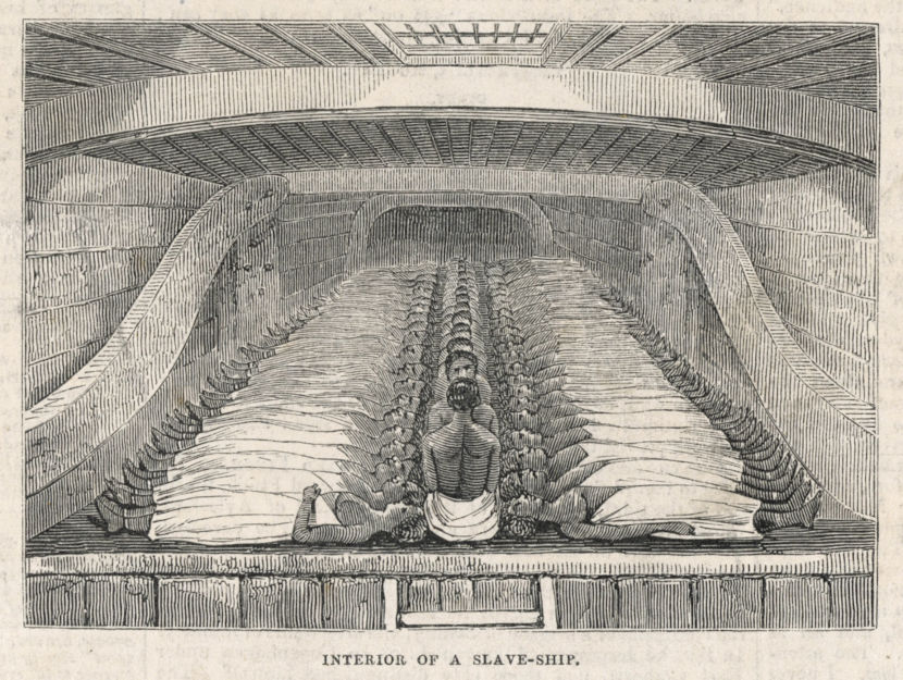 Interior de um navio negreiro.