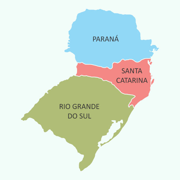 Mapa da região Sul.