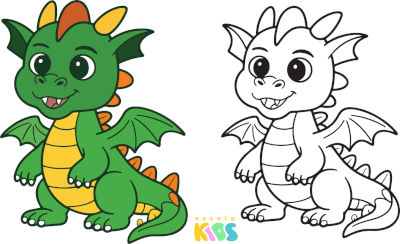 Desenho de um dragão para pintar