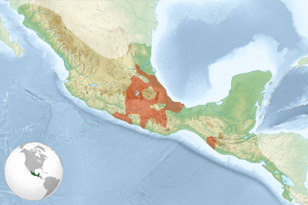Mapa mostrando a localização do Império Asteca.