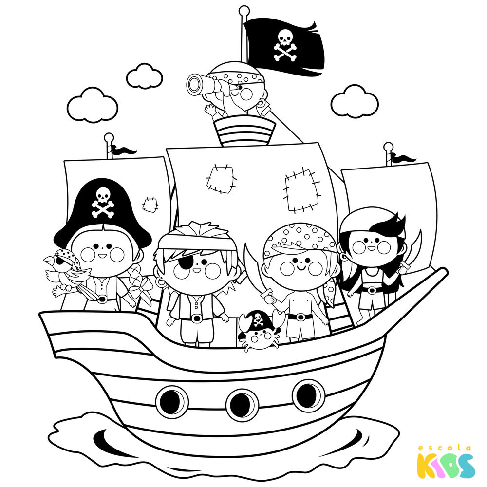 Desenho para colorir piratas