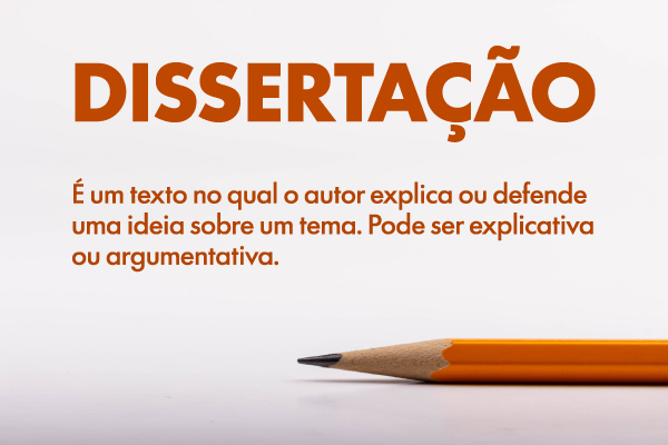 Lápis sobre folha em branco e texto sobre o que é uma dissertação.