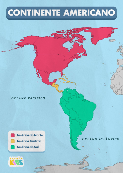 Mapa do continente americano.