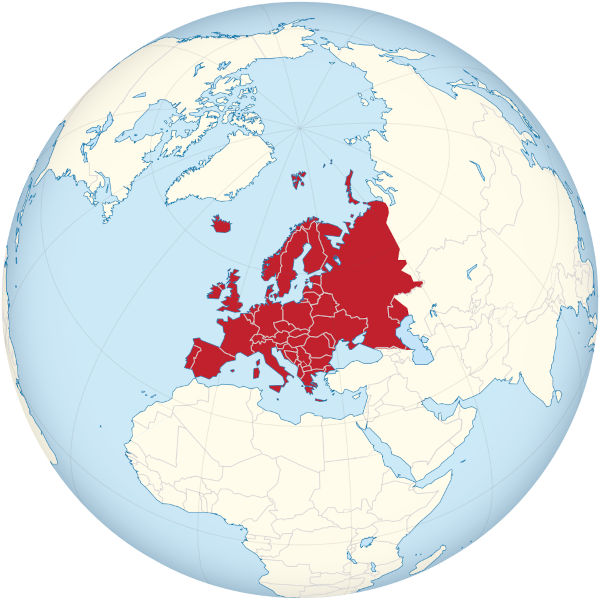 Mapa da Europa no globo terrestre.