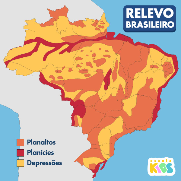 Mapa do relevo brasileiro.