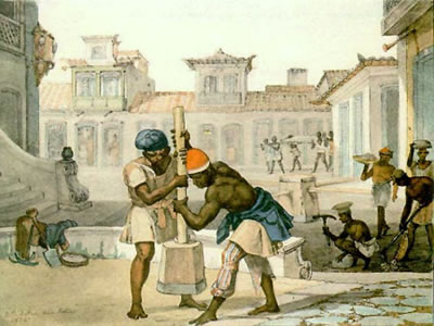 Calçadores, de Jean-Batist Debret (1768-1848). Obra mostra escravos de ganho, principais participantes da revolta dos Malês