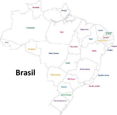 Divisão administrativa do Brasil. Tente contar quantos estados existem no Brasil