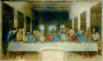 A “Última Ceia” de Leonardo da Vinci – Apesar do tema religioso, o autor retratou as personagens com características físicas mais humanas que sagradas
