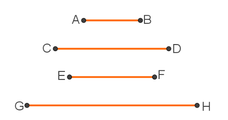 Exemplos de segmentos que, dependendo de suas medidas, podem ser proporcionais