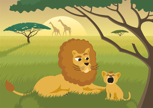 Um grupo de leões na Savana constitui uma população