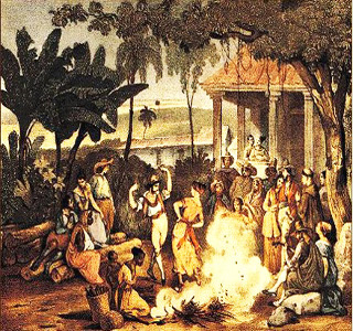 Gravura de Johann Moritz Rugendas (1802-1858), Lundu, registrando uma expressão cultural de influência africana